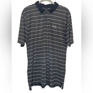 Men’s Oakley Black And White Collared Polo Button Shirt size Large